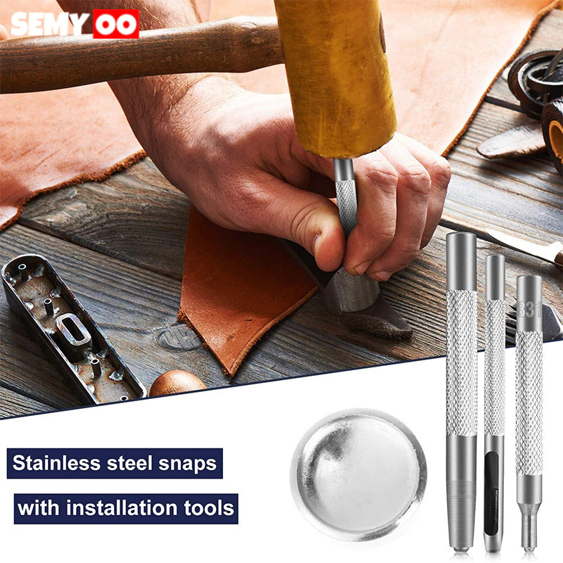 SEMYOO 52pcs Kancing Jepret Besi 831 Kancing Jepret Cetet Kancing Jepret Anti Karat + 4pcs Alat Pema