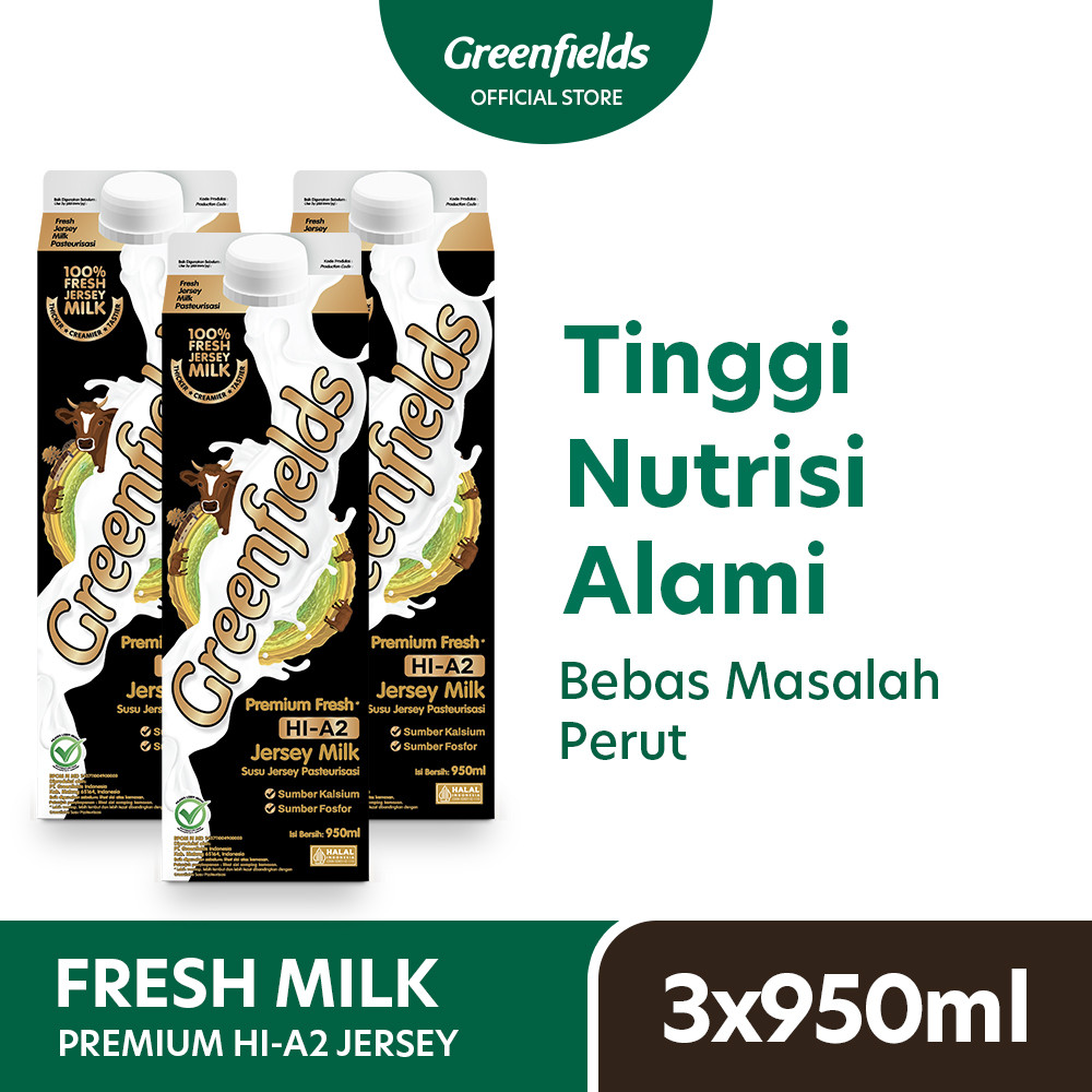 

[Triplepack] Susu Segar Greenfields - Premium Jersey Milk 950ml x 3pcs