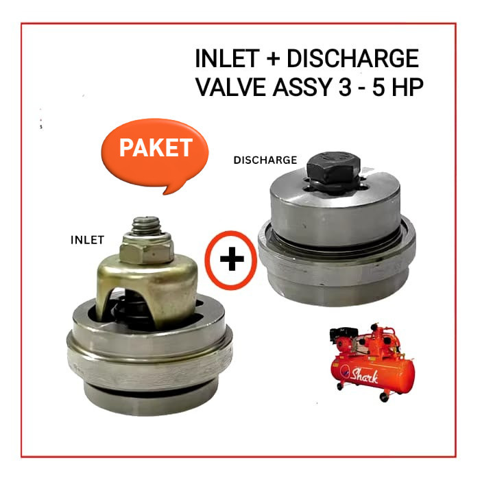 "Paket Inlet + Discharge Valve Assy Kompresor Angin 3 Hp – 5 Hp | Klep Masuk & Keluar Udara Sparepar