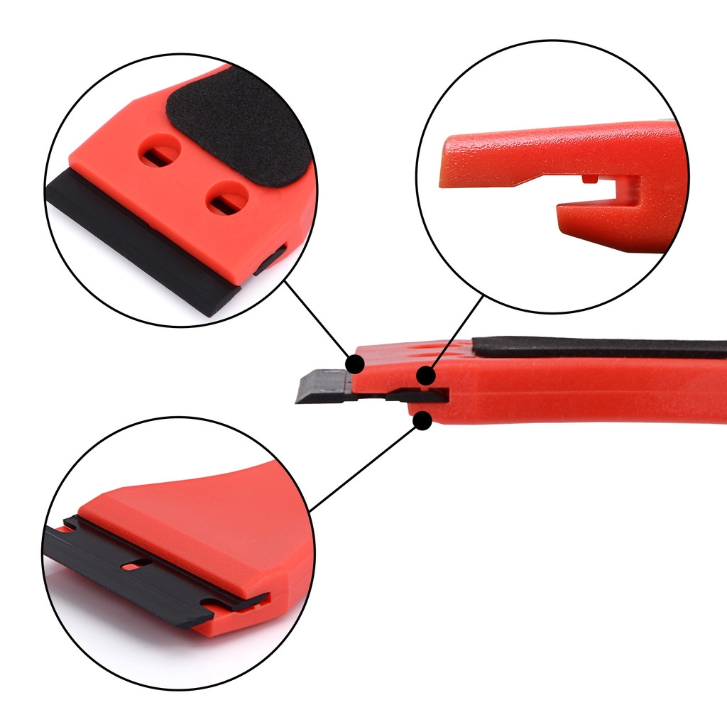 

Easy To Use Plastic Razor Scraper With 20pcs Blades Carbon Wrap Film Remover Glass Sticker Glue Cleaning Squeegee Window Tint
