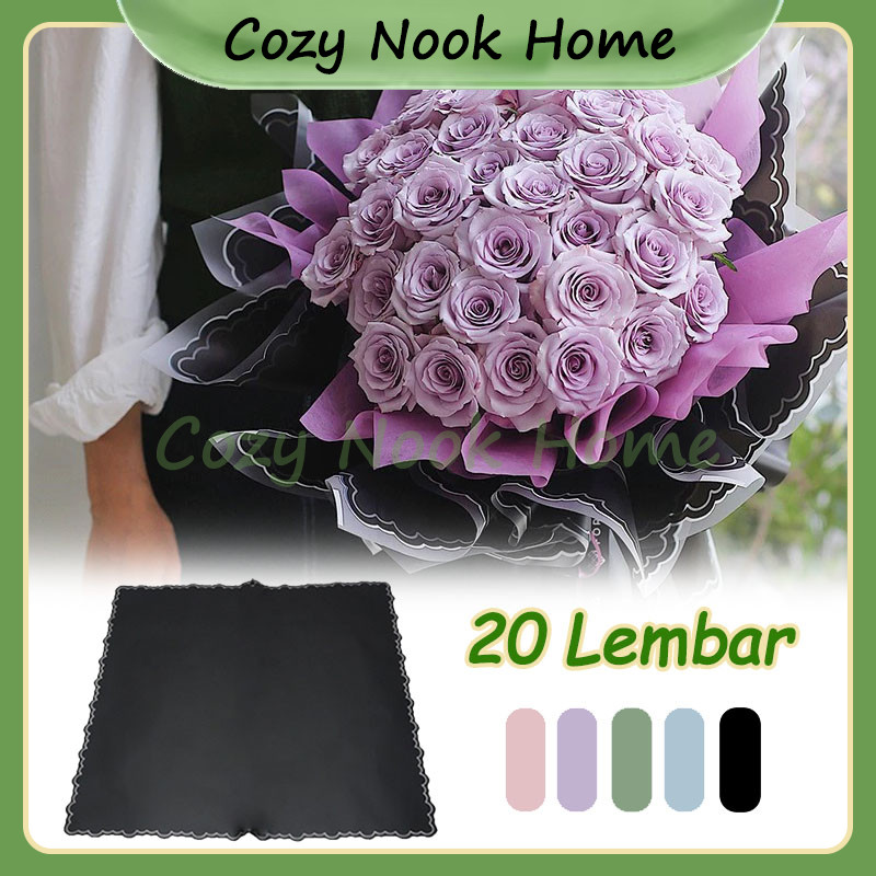 

20 Lembar Kertas Buket List Cloud Frame Transparan / Kertas Buket Bunga Flower Wrapping Motif Cloud Cellophane Motif Gelombang / Flower Wrapping Paper Varian List Cloud