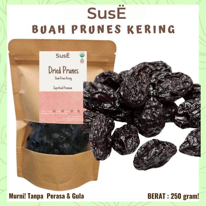 

Suse Dried Pitted Prunes Kering 250gr Premium Rendah gula Food Snacks Cemilan