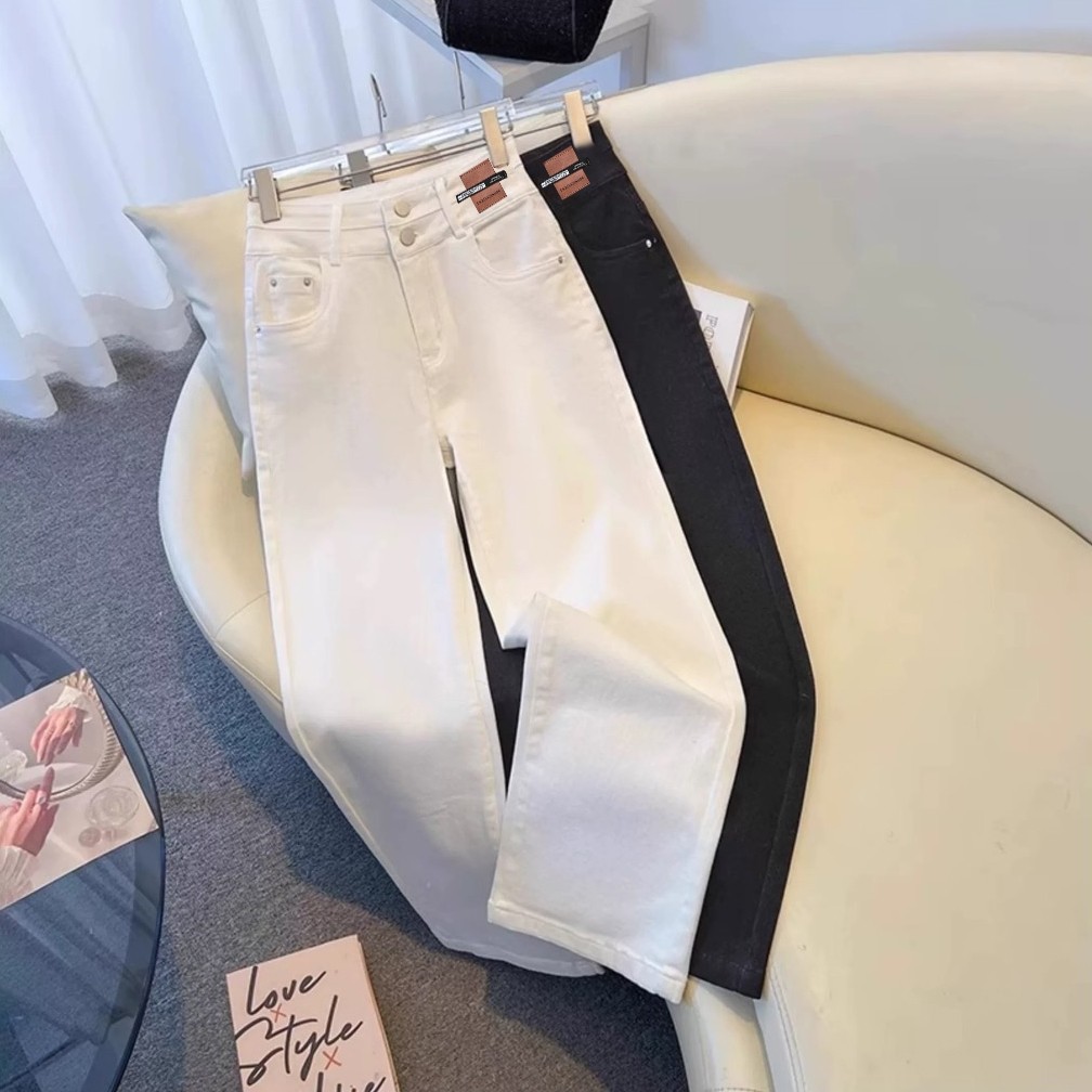 【Ready】celana putih jeans wanita celana jeans panjang wanita celana korea hw celana denim cewek casu