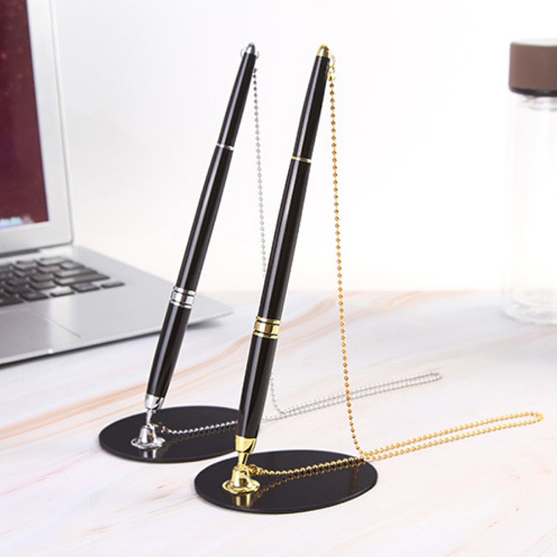 

1pc Portable Metal Signature Pen for Office Hotel Bank Office Sticky Desk Pens with Chain Fixed Bank Counter Pen
