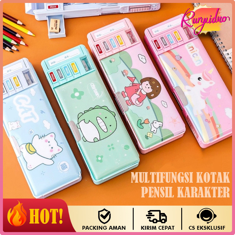 

technandaa - kotak pensil motif unicorn / dinosaurus / astronot anak tk lapisan ganda shopee
