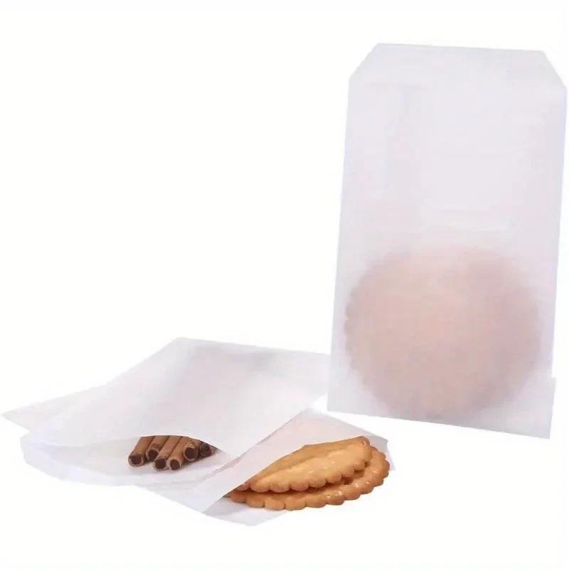 

50 pcs Small Flat Glassine Waxed Paper Cookie Snack Bags 3x5 Semi-Transparent for Bakery Treat Candies Dessert