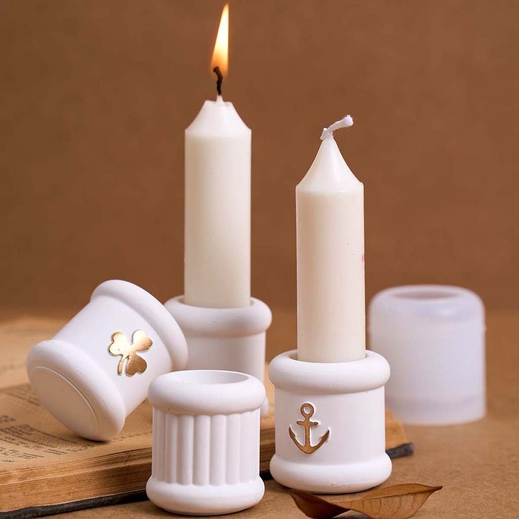 

Clover Love Anchor Candlestick Silicone Mold DIY Handmade Cylindrical Candle Holder Plaster Concrete Resin Craft Molds Home Deco