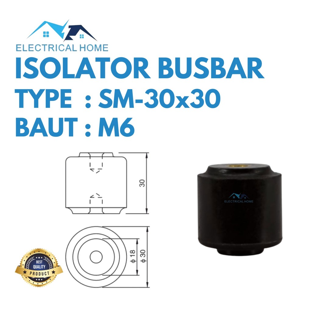 Isolator Busbar SM 30x30 M6 Coklat