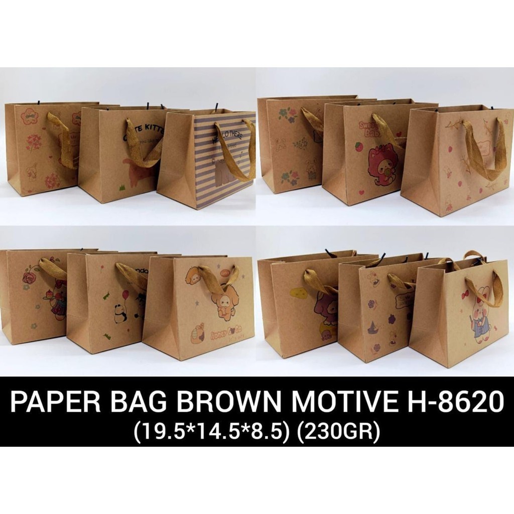 

*KA* (ISI 12PCS ) PAPER BAG COKELAT MOTIF / PAPER BAG KADO / PAPER BAG MINI / PAPER BAG BESAR NEW
