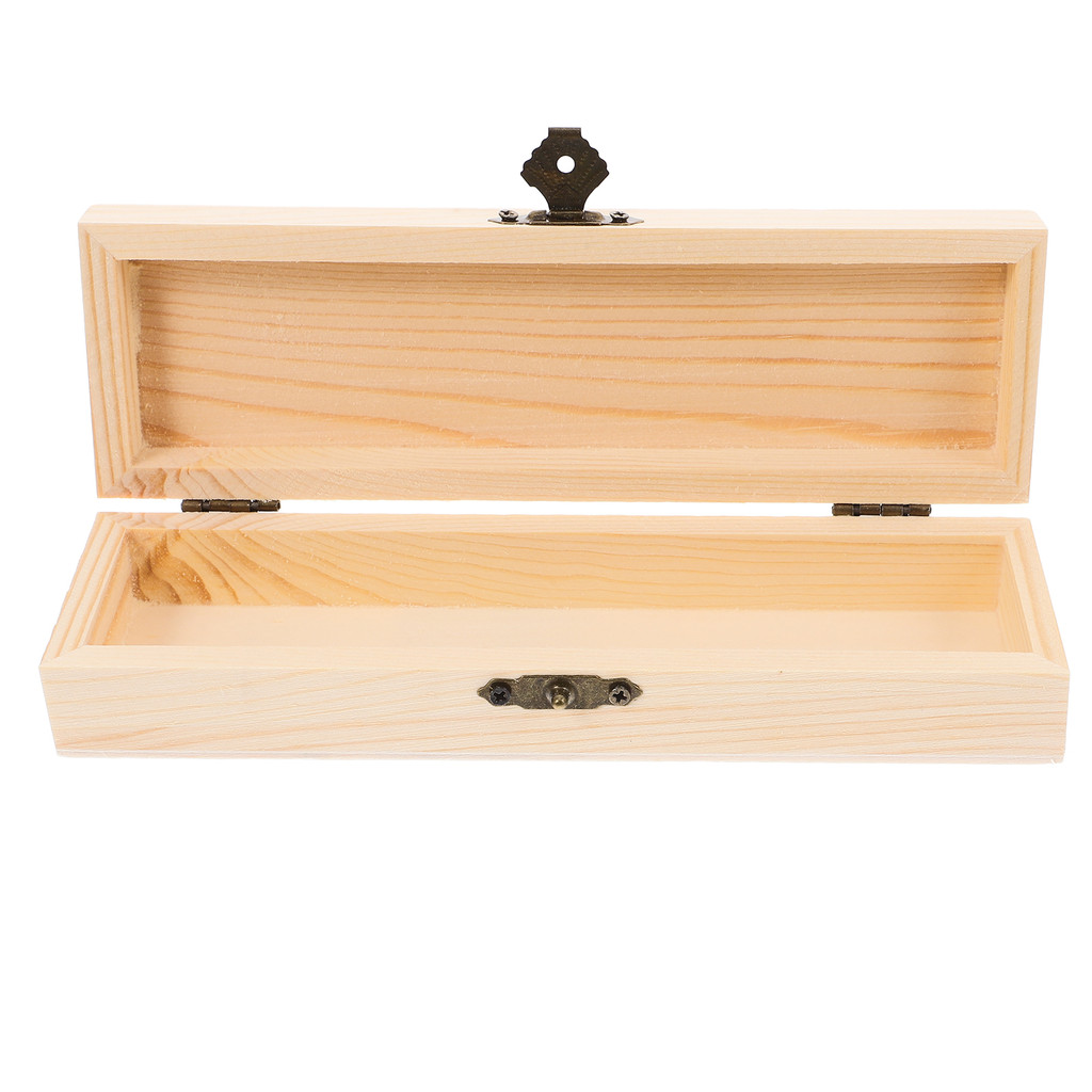 

DIY Wooden Pencil Box with Lock Plain Unfinished Wood Pencil Box Stationery Storage Case for Kids Adults Organizing Paintbrushes