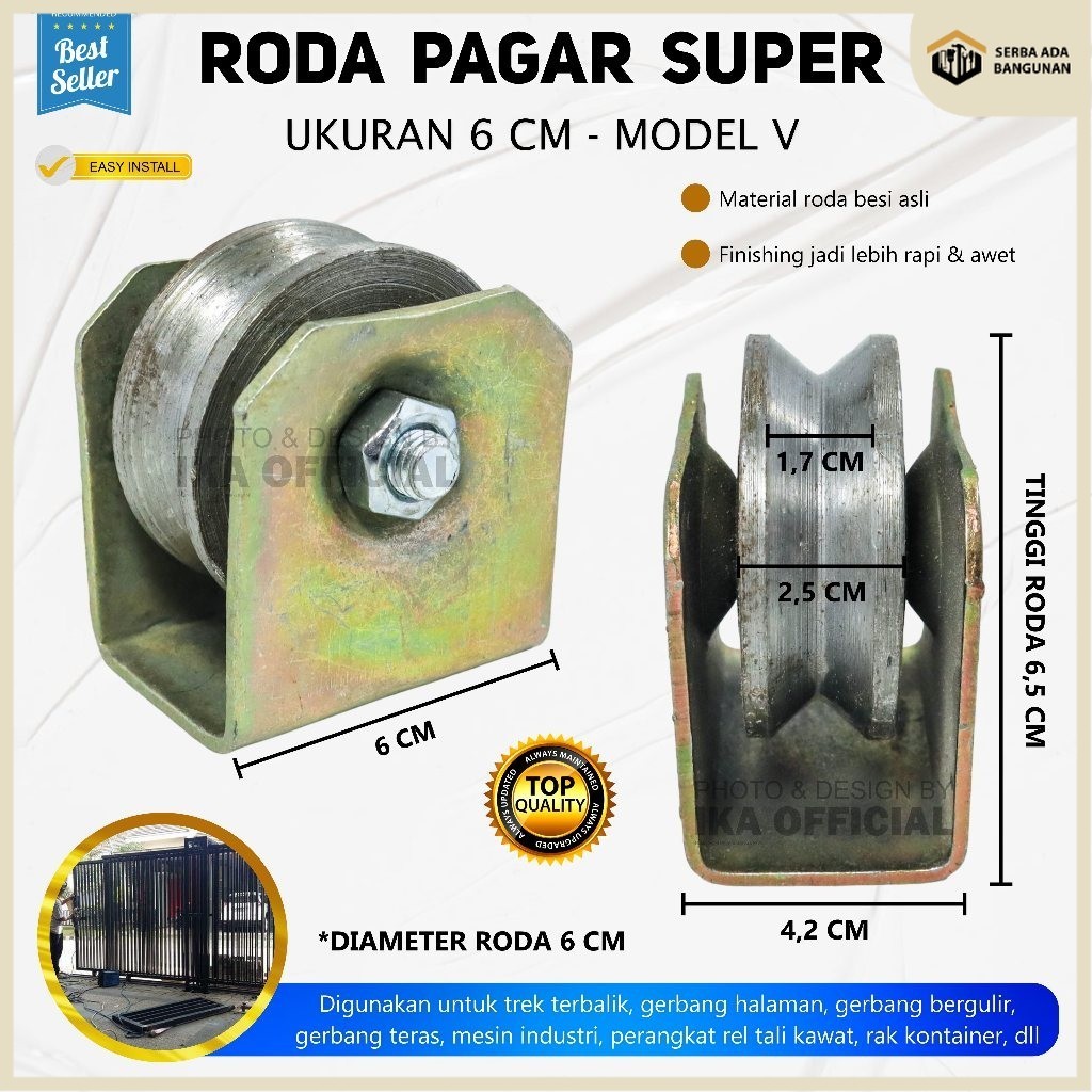SAB Roda Tipe V Siku / Roda pagar besi as 6cm 7cm 8 cm roda pintu gerbang / Roda Pintu Besi Super/AS