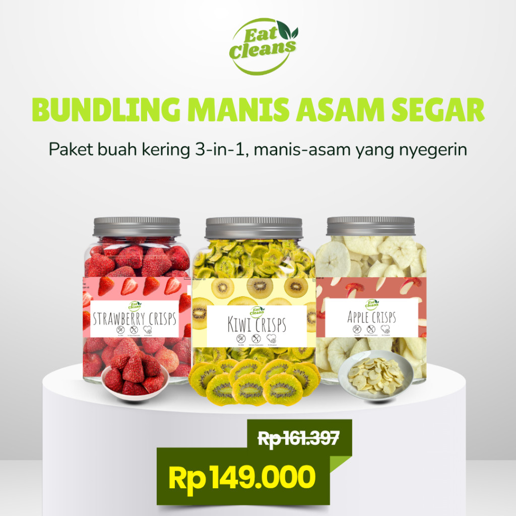 

KOMBO HEMAT - Isi 3 Pcs Snack Sehat - Snack Diet Freeze Dried Strawberry - Snack Apel Kiwi - Camilan Diet Sehat Rendah Kalori
