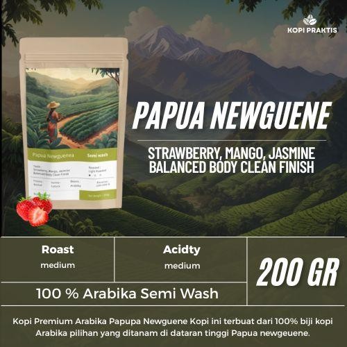 

ROASTED BEANS ARABIKA SEMI WASH PAPUA NEWGUENE 200 GR | BIJI KOPI SANGRAI | Coffee - GILING HALUS