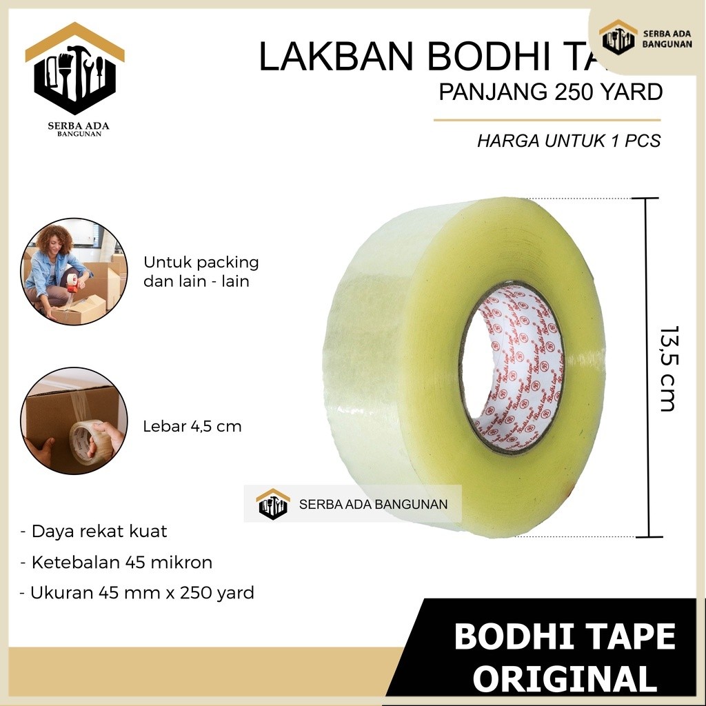 

SAB LAKBAN BENING BODHI TAPE ORIGINAL 2 INCH X 250 YARD - 2 INCH X 350 YARD (45 MM)