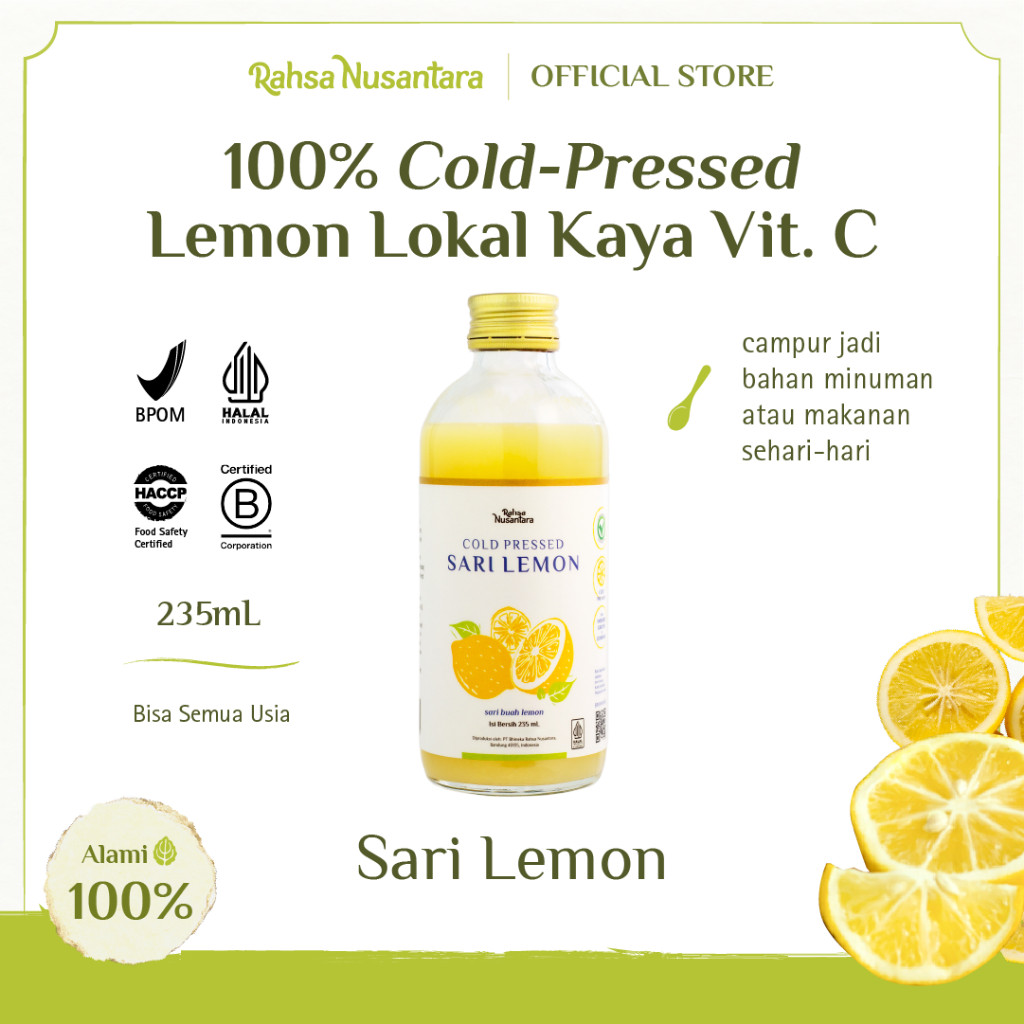 

Sari Lemon 235mL | BPOM - Premium Cold Pressed Juice Murni Lokal Asli by Rahsa Nusantara
