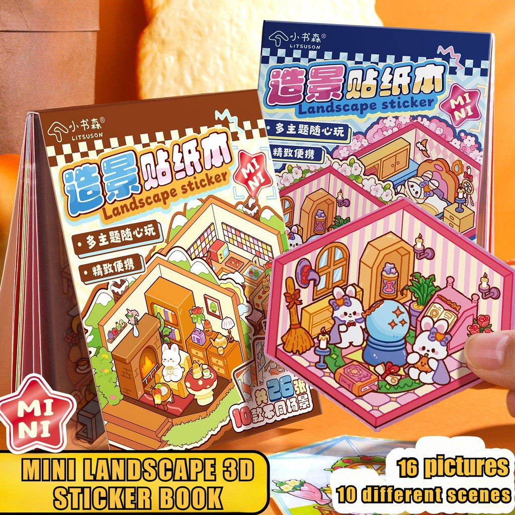 

[HARU] Mini Landscape 3D Deco Sticker Book Stiker Dekorasi Ruangan Sticker Premium Satisfying Decoration Mainan Anak Korean Stiker Pet Premium