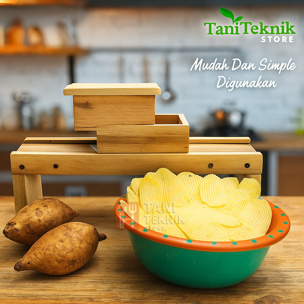 Alat Serut Bawang & Keripik dari Kayu – Pengiris Bawang Merah, Kentang - Bisa Atur Ketebalan