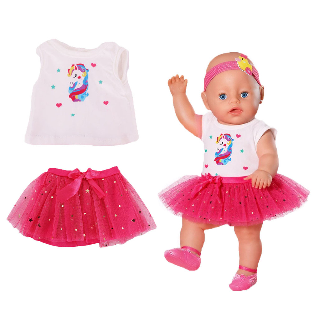 2 Pcs/Set spring flower dress For 43 Cm Born Baby Reborn Doll Clothes Accessories 18 In Doll Girls T