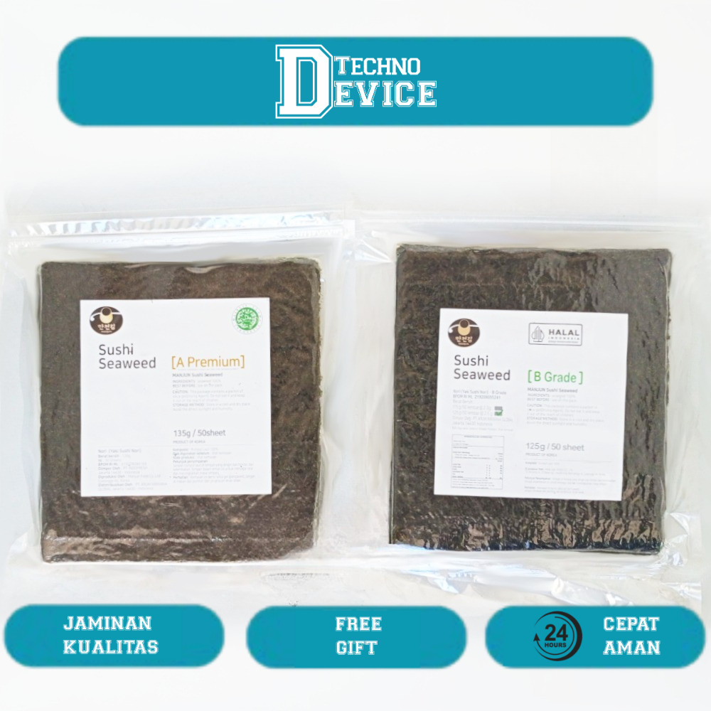 

Manjun Seaweed Sushi Nori 50 Lembar Halal - varian Economy Medium Premium