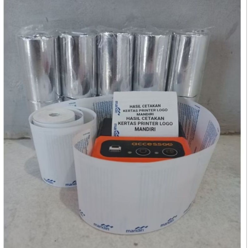 

PROMO 10roll kertas struk printer bluetooth 57 58x40 logo mandiri thermal 1pak