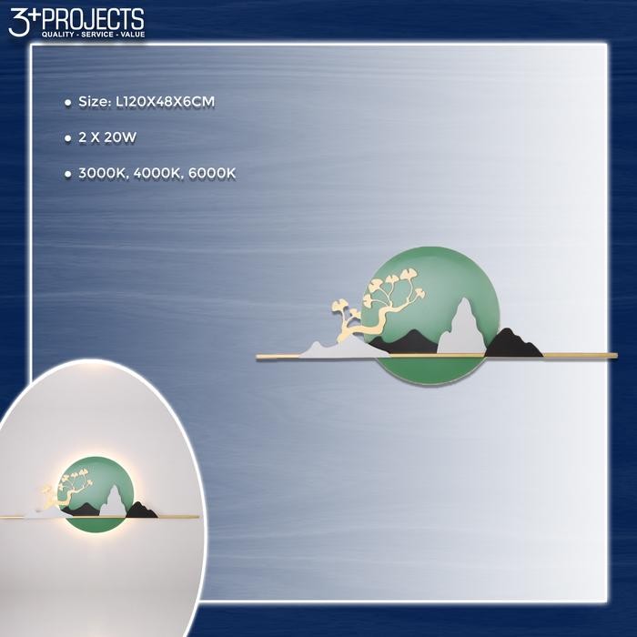 Lampu Dinding/Decorative Lamp - Background Wall Lamp Full Moon - BLACK+GREEN