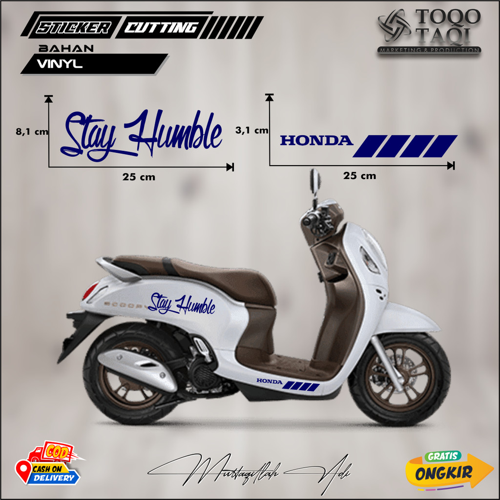 CUTTING STICKER TULISAN STAYHUMBLE  STIKER BODY MOTOR MATIC METIK SCOOPY NMAX PCX BEAT VARIO