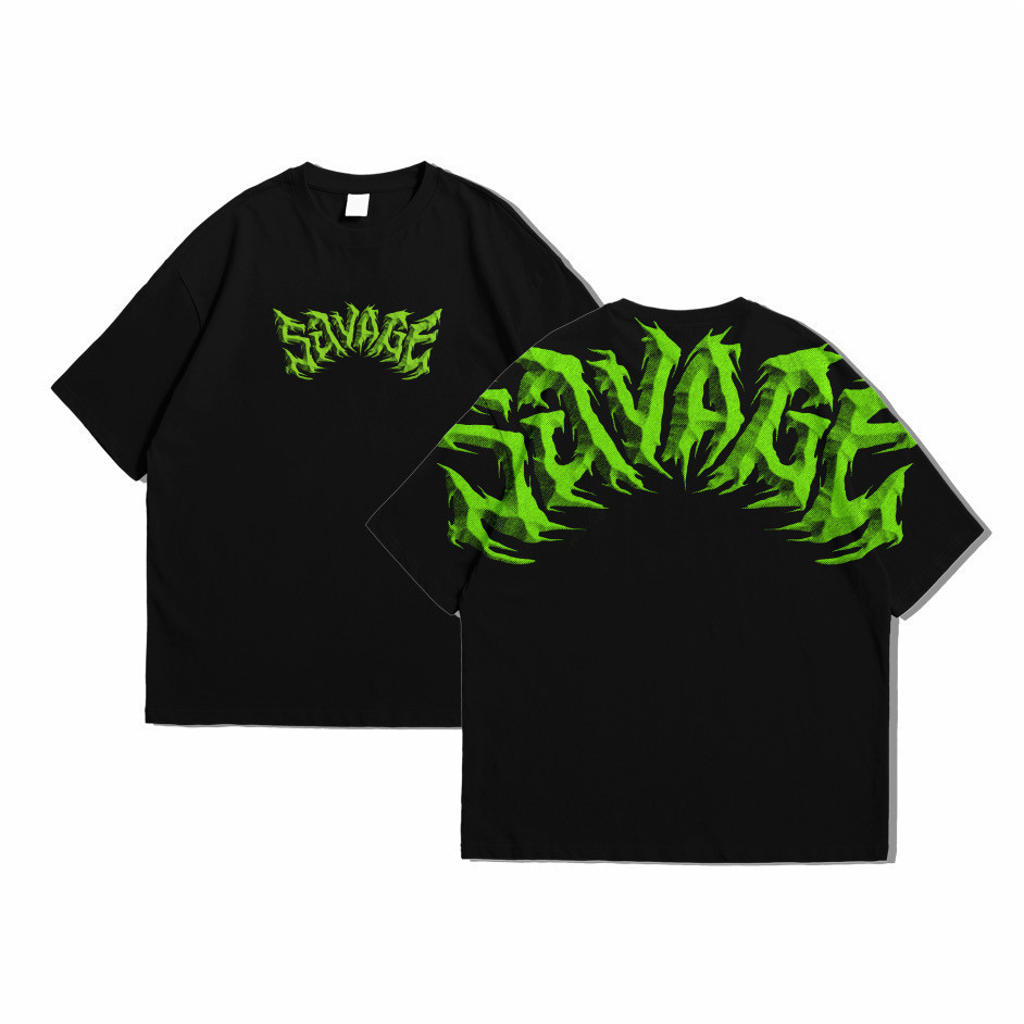 Original Design ￼ T-SHIRT -  SAVAGE GREEN - Hitam - DBRK RVNG COD