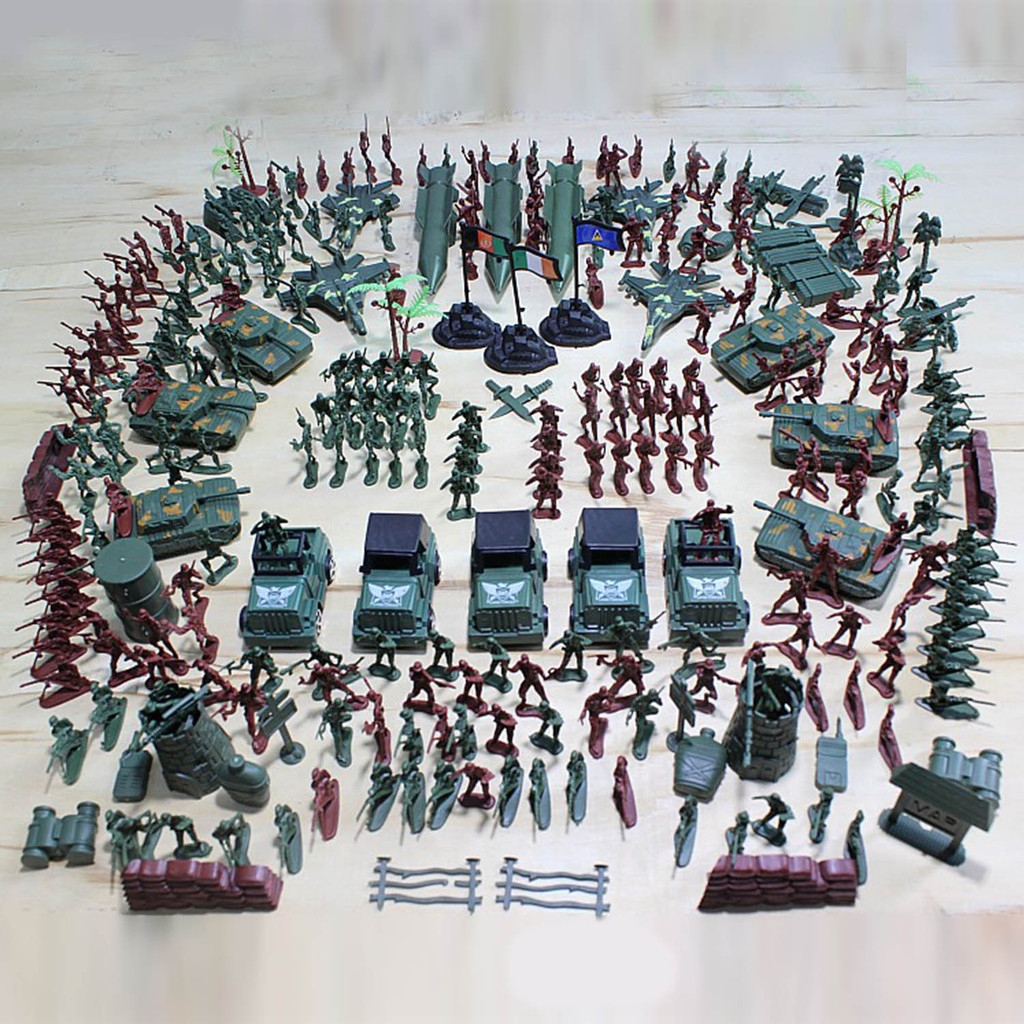 Kids 307pcs Plastic Military Soldier Army Base Model Army Men Figures Battle Group Weapon Accessorie