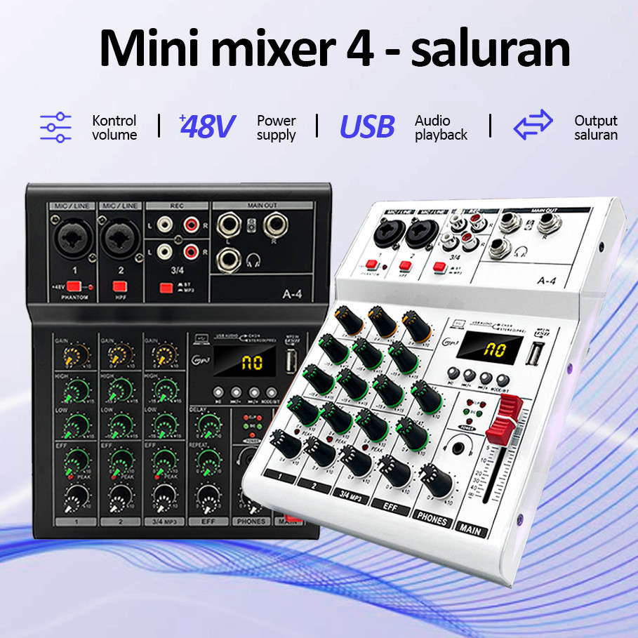 TERMURAH Pm4 mixer sound audio system Bluetooth dsp USB 4 channel mini audio interface for recording