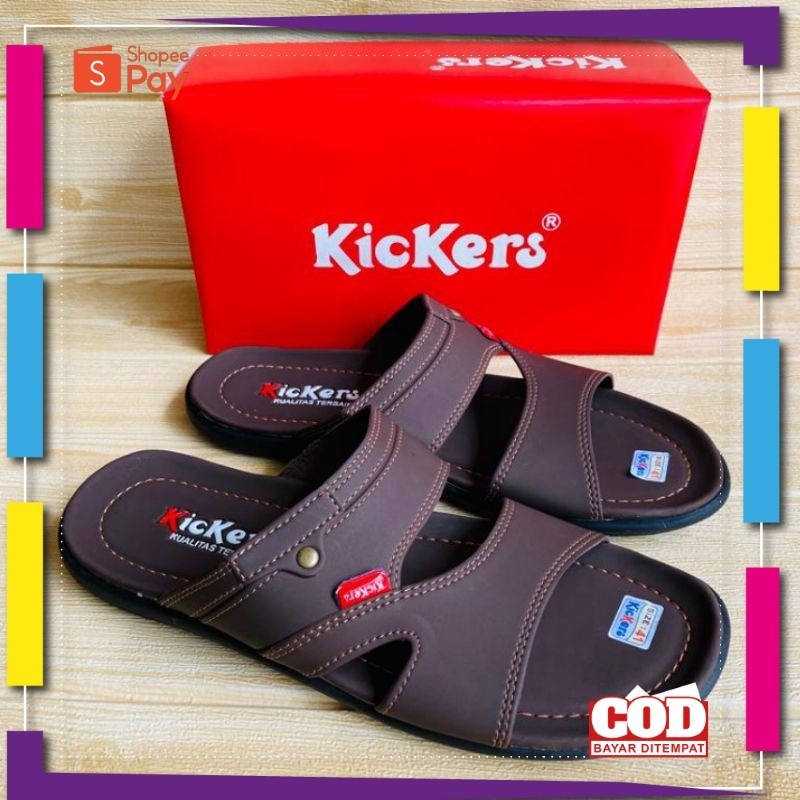 [PREMIUM ORIGINAL] SANDAL SLOP PRIA KULIT KICKERS/SANDAL PRIA KULIT/SANDAL SLOP TERBARU