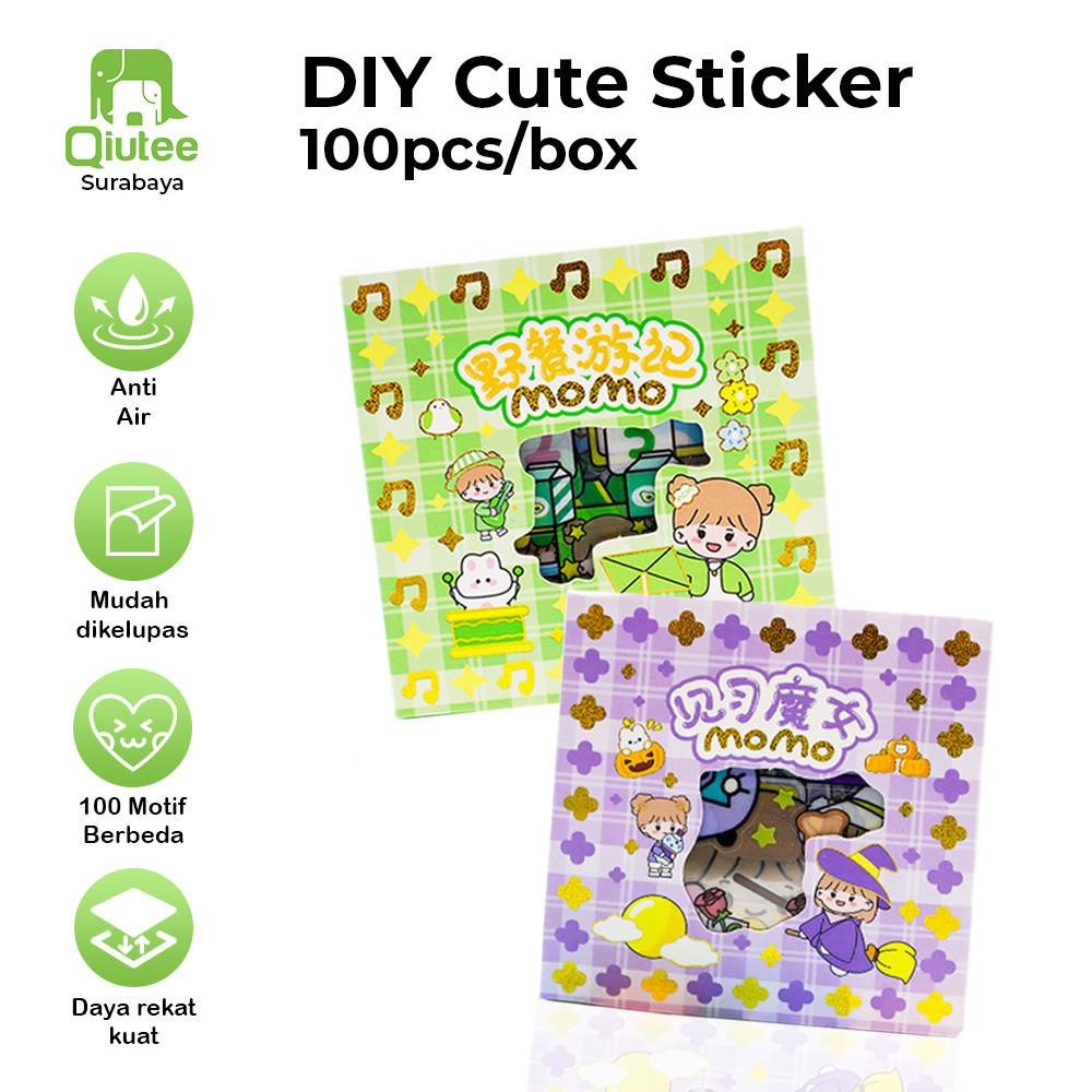 

[TERMURAH] Sticker MOMO Lucu 1 Box/Kotak isi 100pcs/Sheets 80mmx80mm