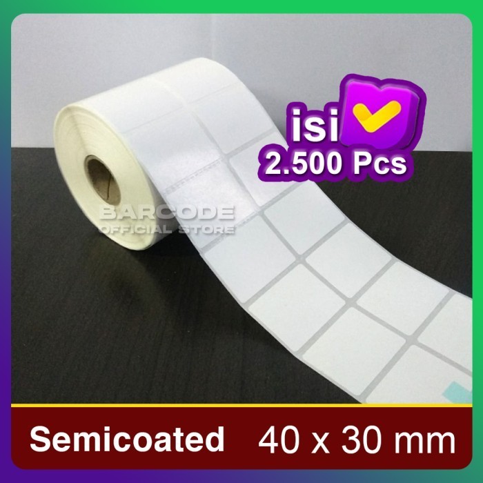 

KERTAS STICKER LABEL PRINTER BARCODE 40 X 30 MM - 2 LINE - SEMICOATED -TMI69