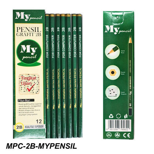 

JAFSO 12pcs Pensil 2B My pensil 2 raut / Pensil 2B ujian komputer / pensil kayu 2 raut