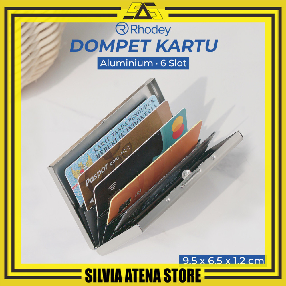 SILVIA ATENA STORE-Dompet Kartu Slim Aluminium 6 Slot Dompet Kartu Travel Multifungsi Rhodey Dompet 