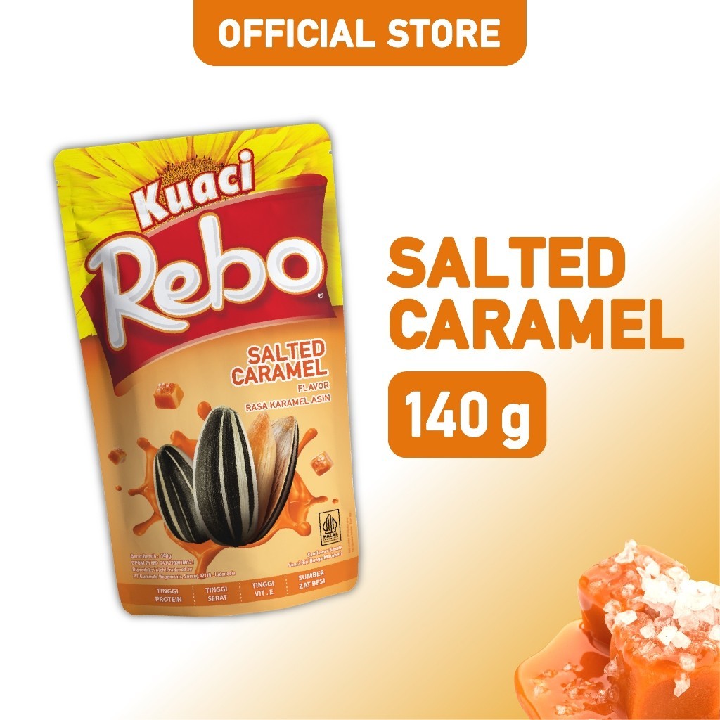 

Rebo Kuaci Rasa Caramel 140 Gram - Cemilan Biji Bunga Matahari