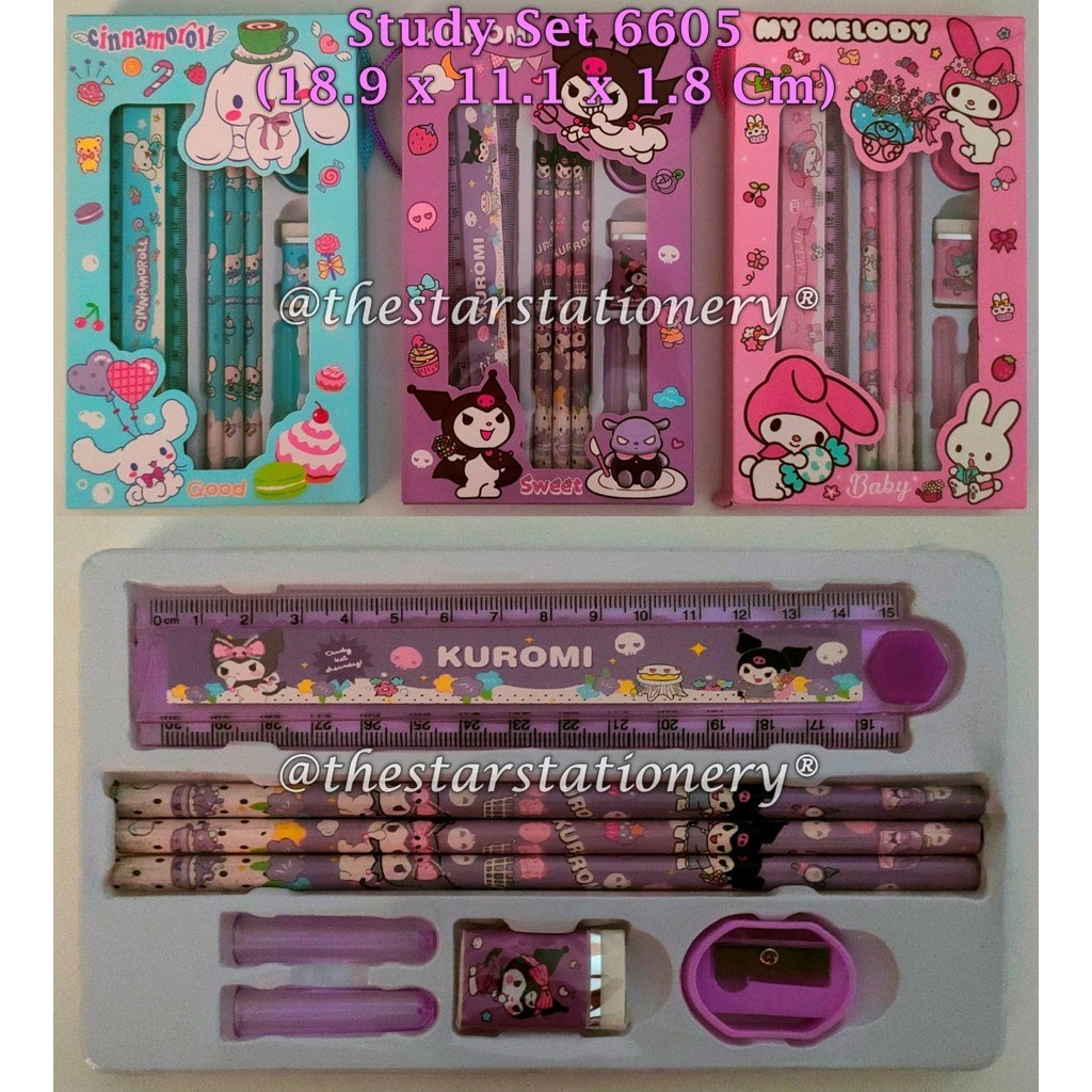 

(1 Set) Study Set Sanrio 6605 / Study Set Anak 6605 / Paket Alat Tulit Set 5in1 / Set Alat Tulis Anak (1 Set)