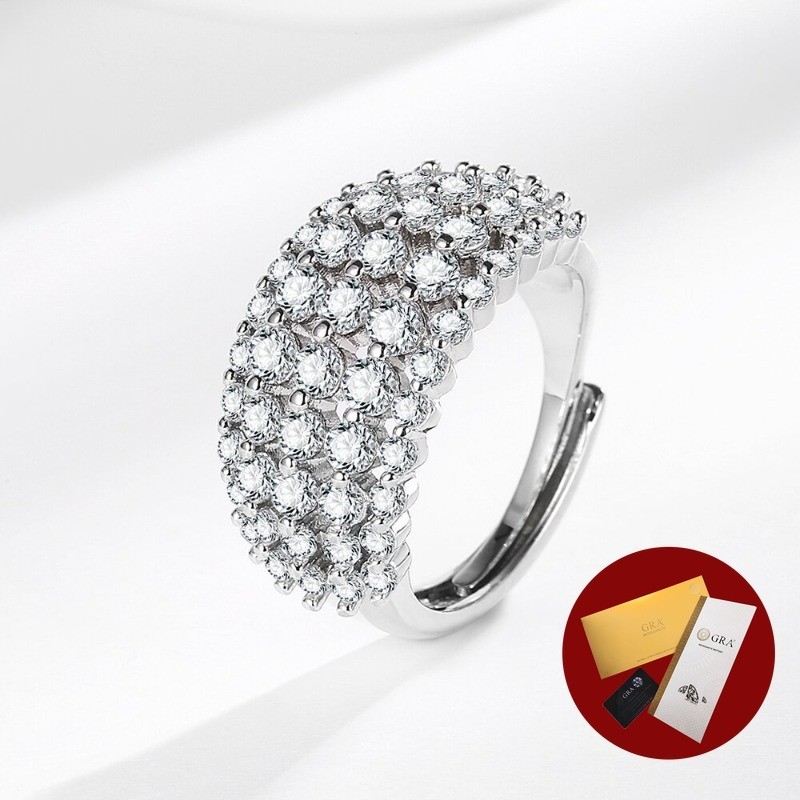 (Free Gra Certificate) Cincin Terbuka Moissanite Wanita