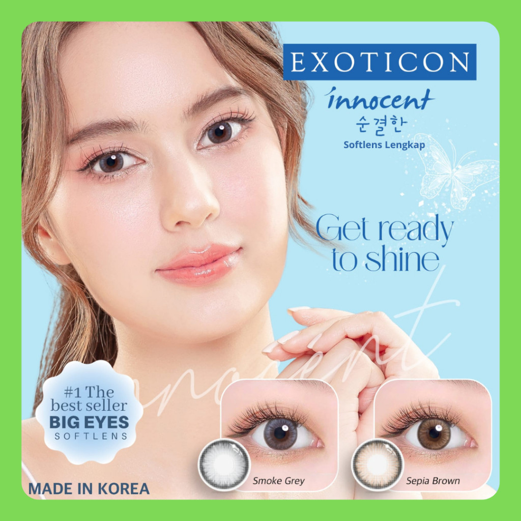Softlens X2 New Innocent Smoke Grey Normal Big Eyes Dia 16mm + Lenscase / Softlens Natural Look