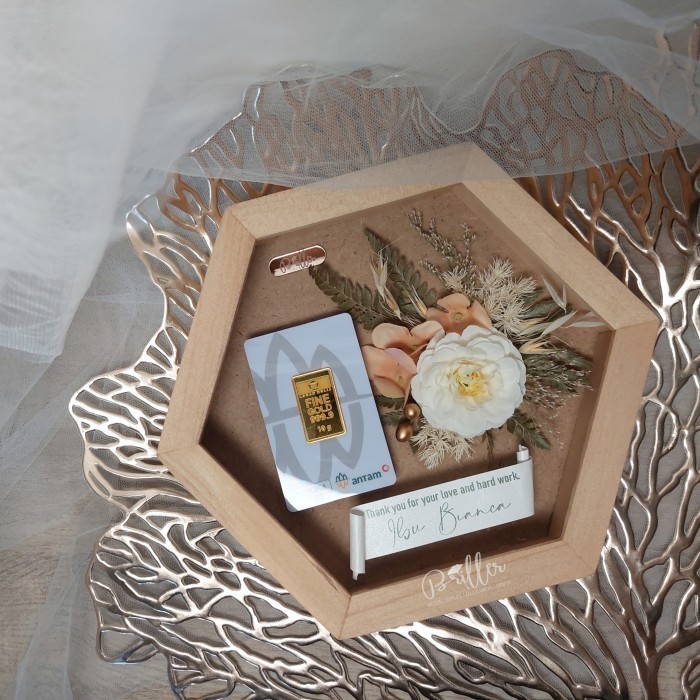 Frame Logam Mulia - Brithday/Wedding/Graduation Gift - Aamber - Tanpa Lampu