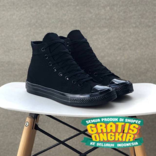 Sepatu sekolah converse hitam polos tinggi all star sneakers premium pria wanita full black/ Anak re