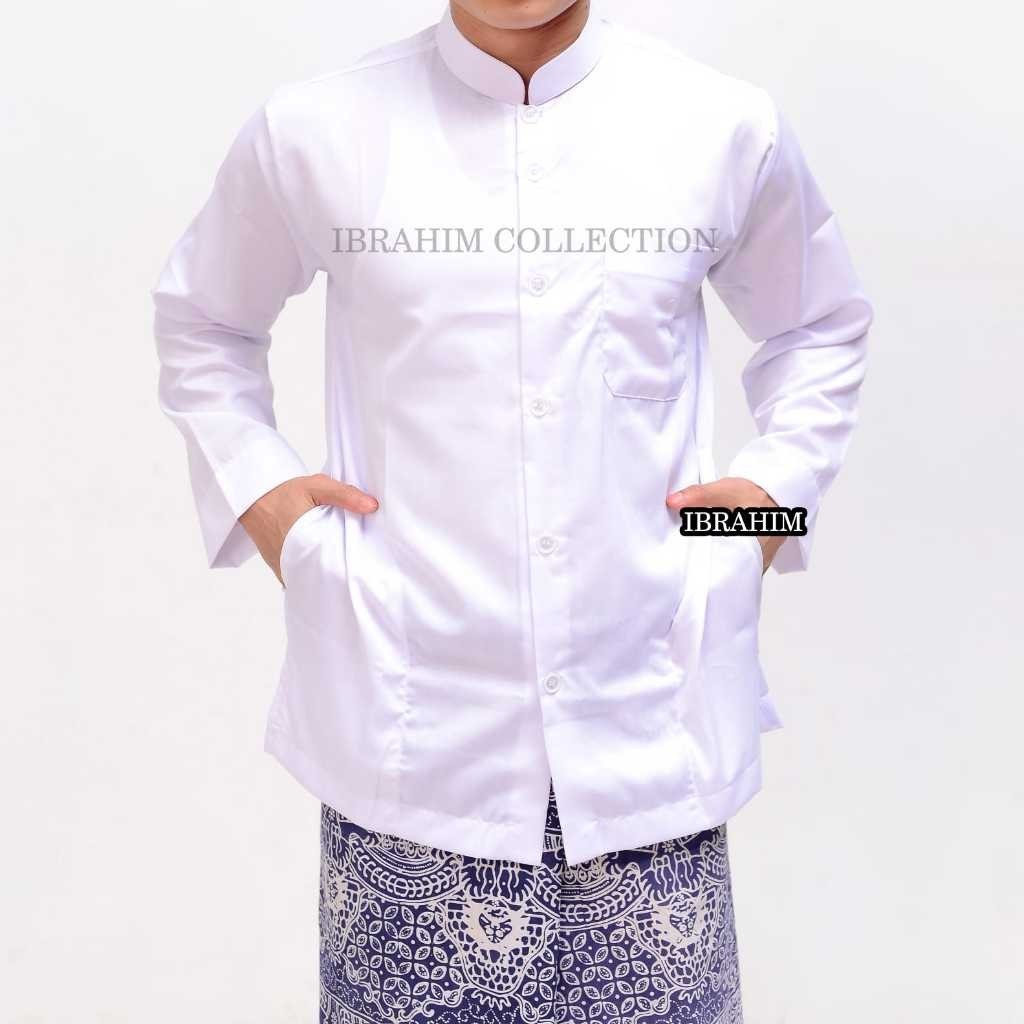 baju koko warna putih/koko pria dewasa/baju putih/lengan panjang/baju koko putih dewasa/katun toyobo