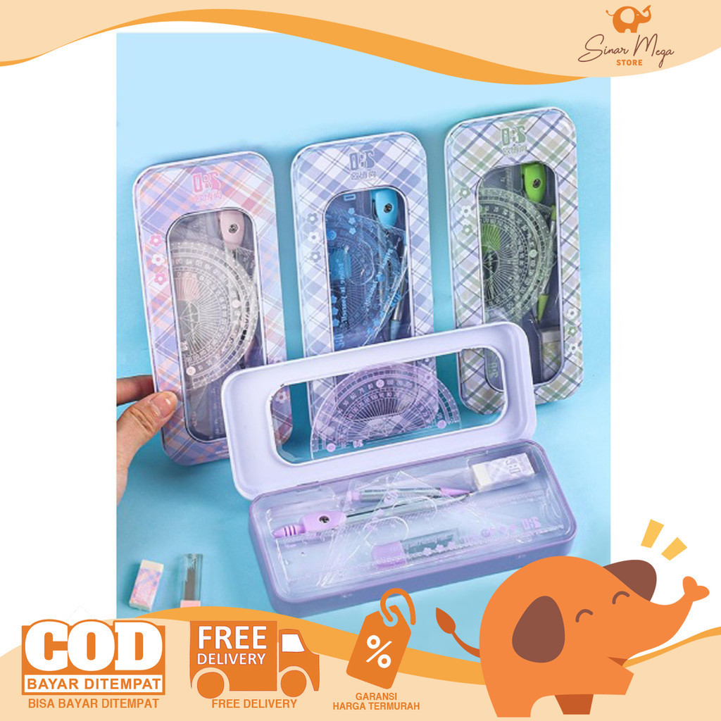

PNM Plaid Pattern Ruler Set Paket Isi 8 Jangka Penggaris Pastel Murah