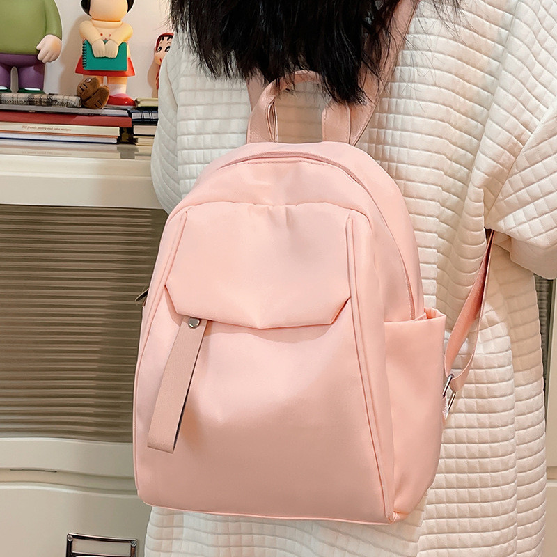 Ransel Ringan Gaya Jepang Tas Sekolah Trendi Semua Cocok Tas Ransel Kecil Mahasiswa Warna Solid Sede
