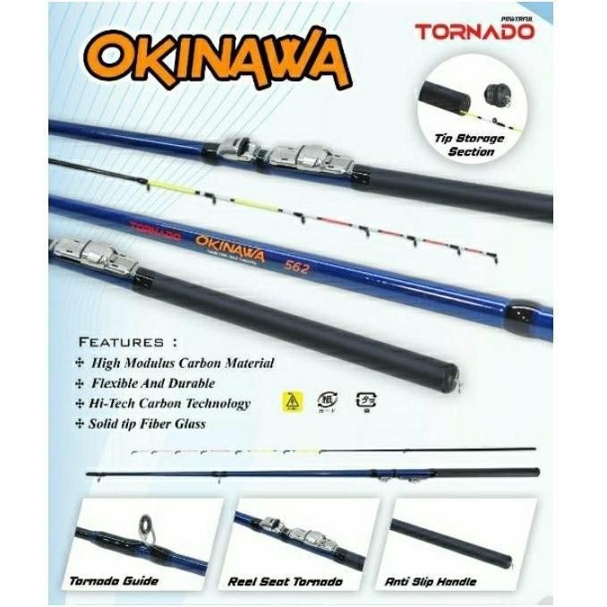 Tornado Okinawa 602 Lure 3-12g Joran Casting Udang Galah Panjang 180cm Tongkat Pancing Ujung Super L