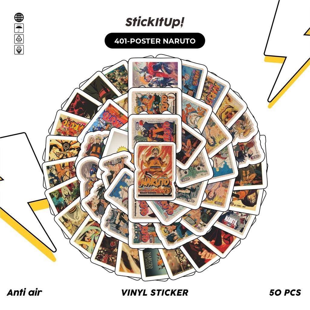 

COD✨ 50 Pcs Stiker Pack poster naruto Lucu Aesthetic Vynil Waterproof untuk Freebies Sticker Buku Journal Casing HP Laptop