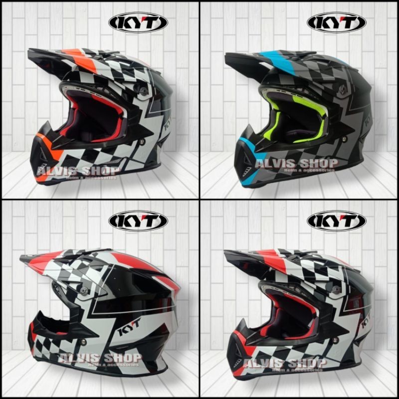 HELM KYT JUMPSHOT MOTIF #4 | FULL FACE HELM CROSS HELM TRAIL | SNI/DOT