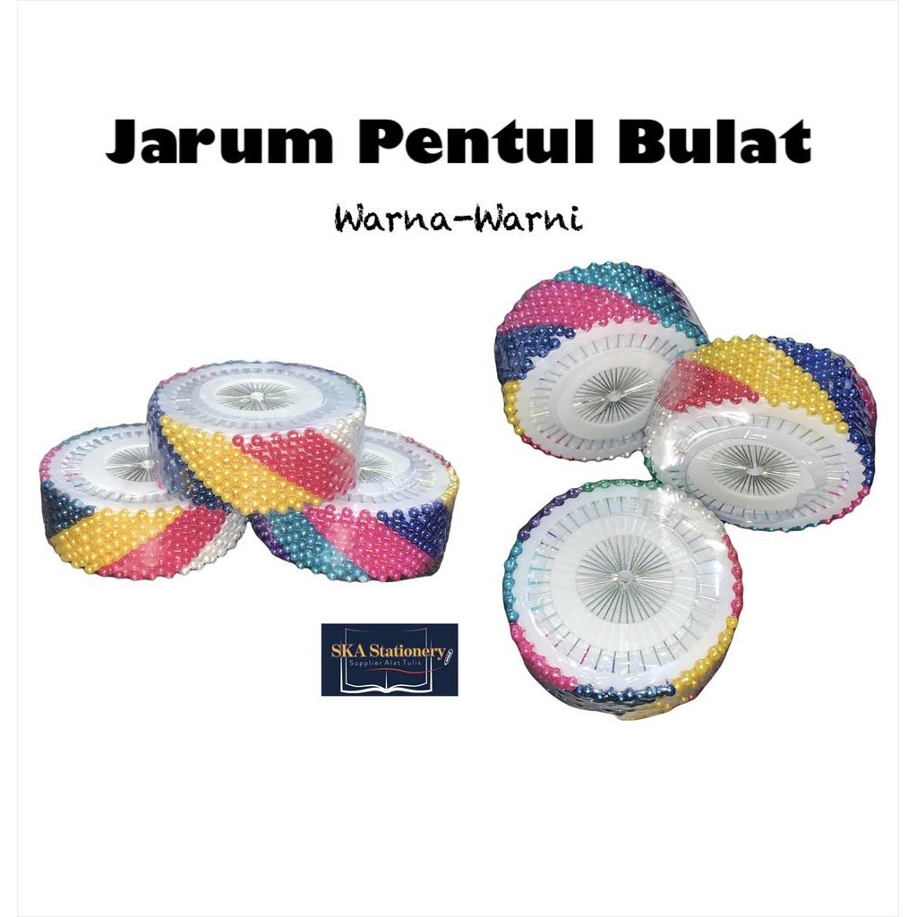 [12 keping] Jarum Pentul Jilbab/Hijab Bulat Warna Warni (Lusin)
