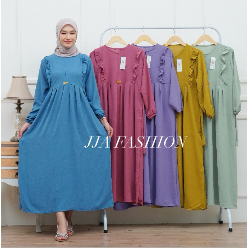 GAMIS CRINKLE AIRFLOW / BUSANA  MUSLIM / DRESS BUSUI LD 115CM TERBARU