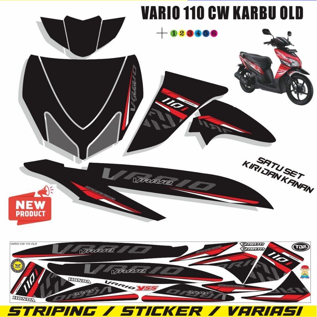 SETIKER MOTOR STRIPING STIKER LIST MOTOR HONDA  VARIO 110 KARBU VARIASI STIKER VARIO CW 110 OLD