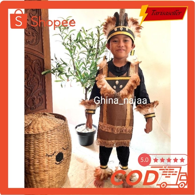 Kostum Dayak/Papua ANAK. Kostum karnaval/Tari Anak. (Hanya kostum) TSS
